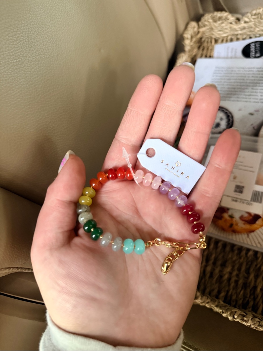 Multicolor Beaded Bracelet - Rainbow Gemstone Accent